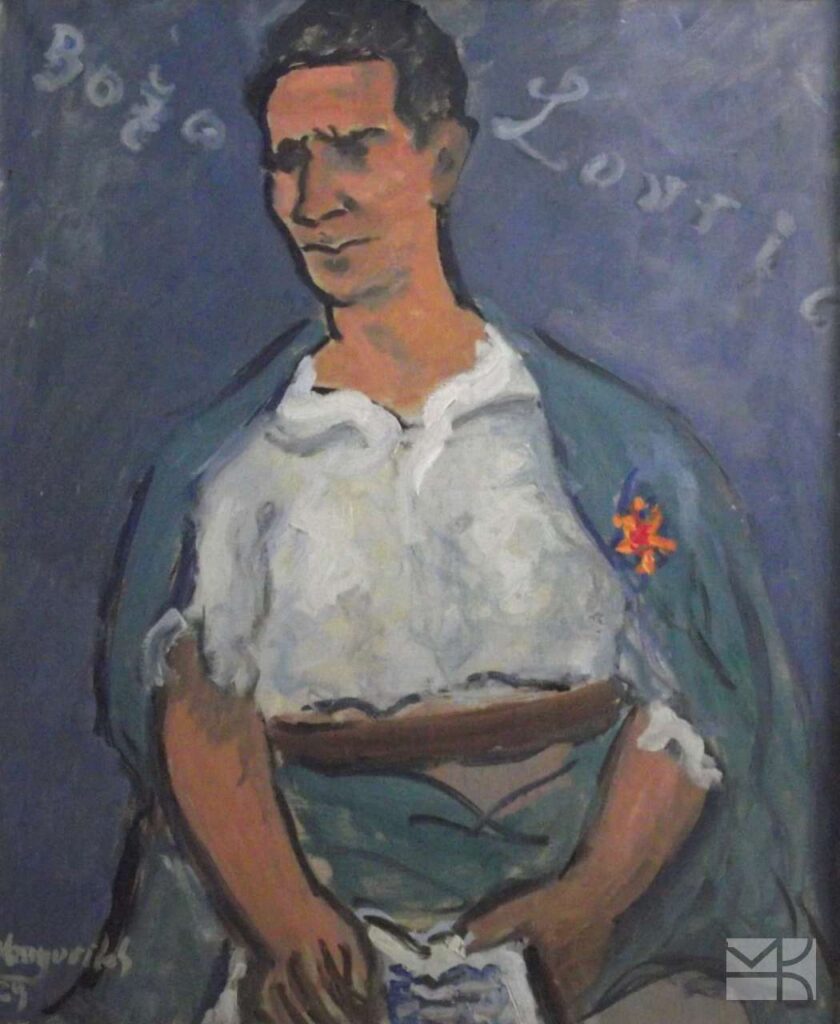 Плава фаза (1929 — 1933)
1924. године Милан Коњовић долази у Париз. У граду светлости он обилази Лувр и друге музеје и галерије у потрази за својим уметничким изразом. Ту настаје преко 200 дела из његове „Плаве фазе” у периоду од 1929. до 1933. године, која обележава почетак сликарске зрелости, а његова дела постају високог уметничког квалитета. Из њега се покренуо плави вулкан па је на површину избило све што је годинама спутавано у њему. Плаво је за Коњовића постала боја бескрајног сна, преласка у вечност. Композиција слике постаје необичнија и слободнија где надиру топли тонови наранџасте и мрке боје као на Аутопортрету из 1933. који је неоспорно ремек дело. После самосталних париских изложби у Галерији Бинг и Галерији Ван Лир, име Милана Коњовића је изговарано са великим поштовањем и уважавањем.